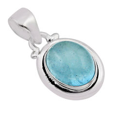 925 sterling silver 5.03cts natural blue aquamarine oval pendant jewelry y82890