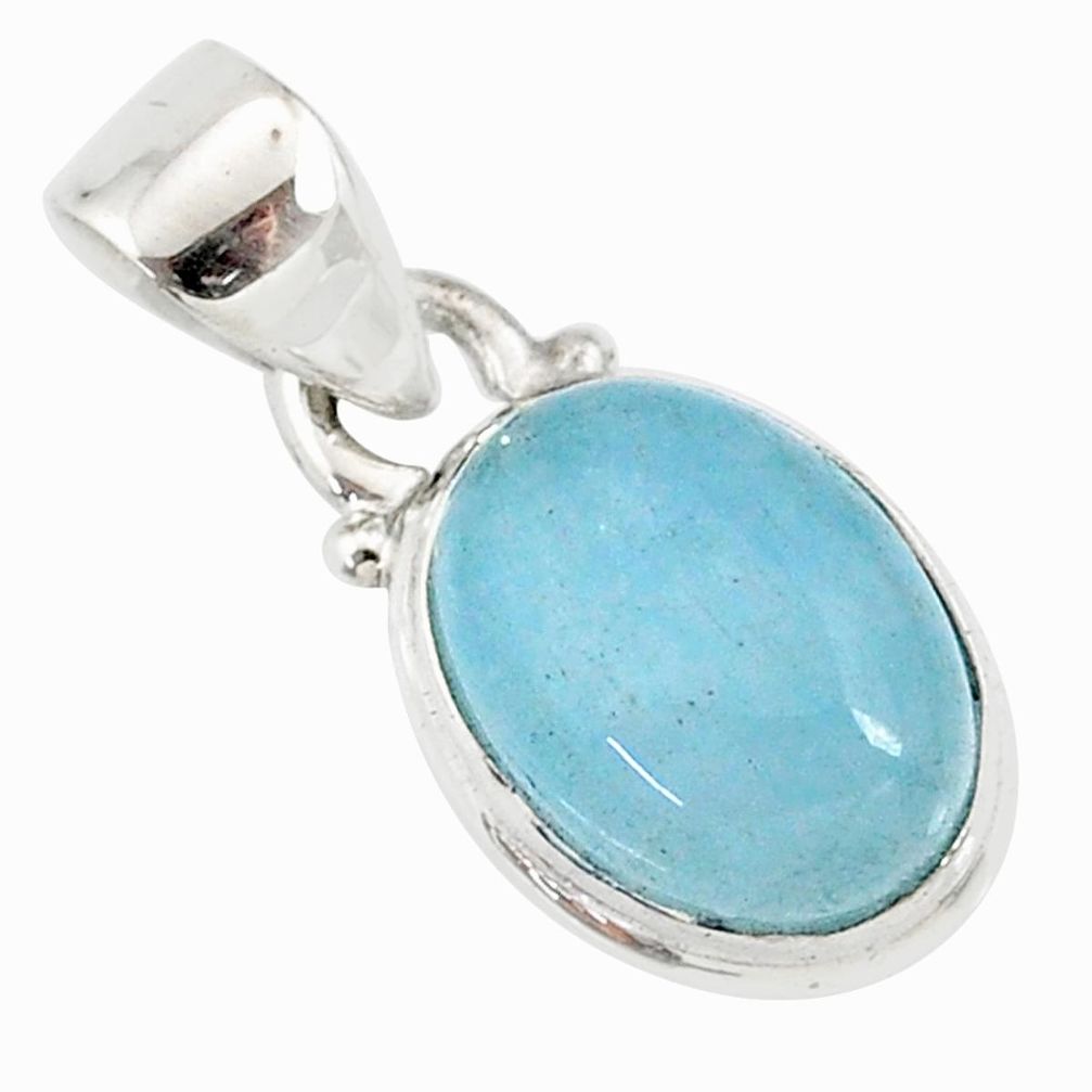 925 sterling silver 4.23cts natural blue aquamarine oval shape pendant r78317