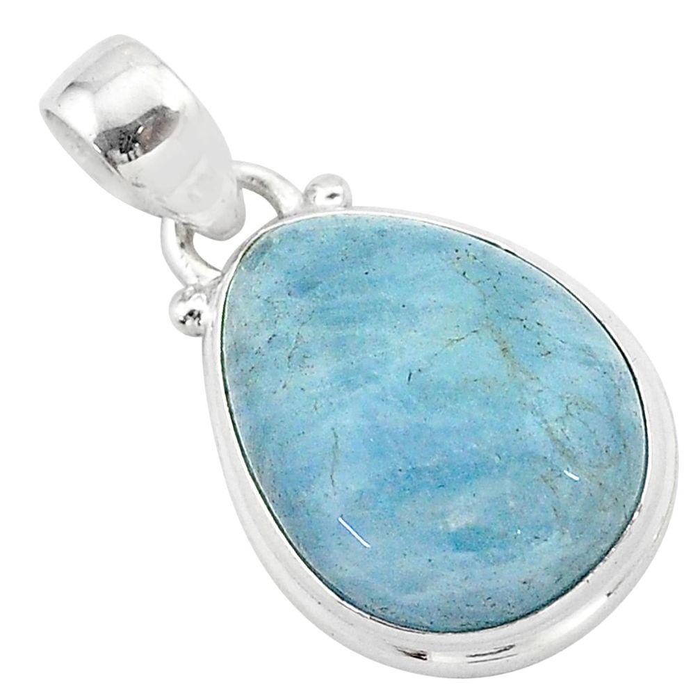 925 sterling silver 14.12cts natural blue aquamarine pear pendant jewelry t42744