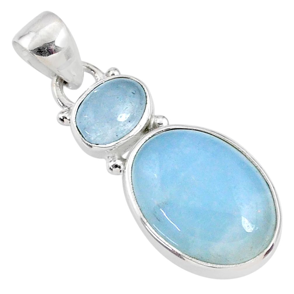 925 sterling silver 11.57cts natural blue aquamarine pendant jewelry r68104