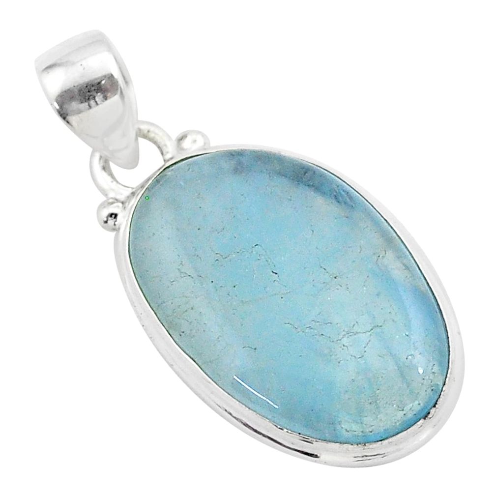 925 sterling silver 14.07cts natural blue aquamarine pendant jewelry t42766