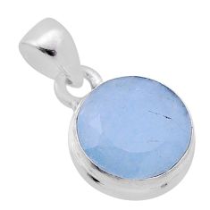 925 sterling silver 5.54cts natural blue aquamarine round pendant jewelry n46091
