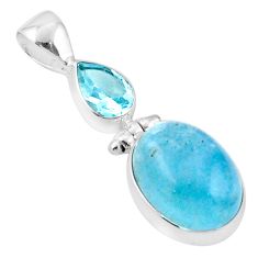 925 sterling silver 10.37cts natural blue aquamarine topaz pendant jewelry u2726