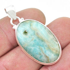 925 sterling silver 17.02cts natural blue aragonite pendant jewelry u47240