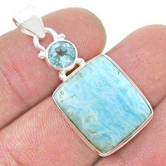 925 sterling silver 13.39cts natural blue aragonite topaz pendant jewelry u47153