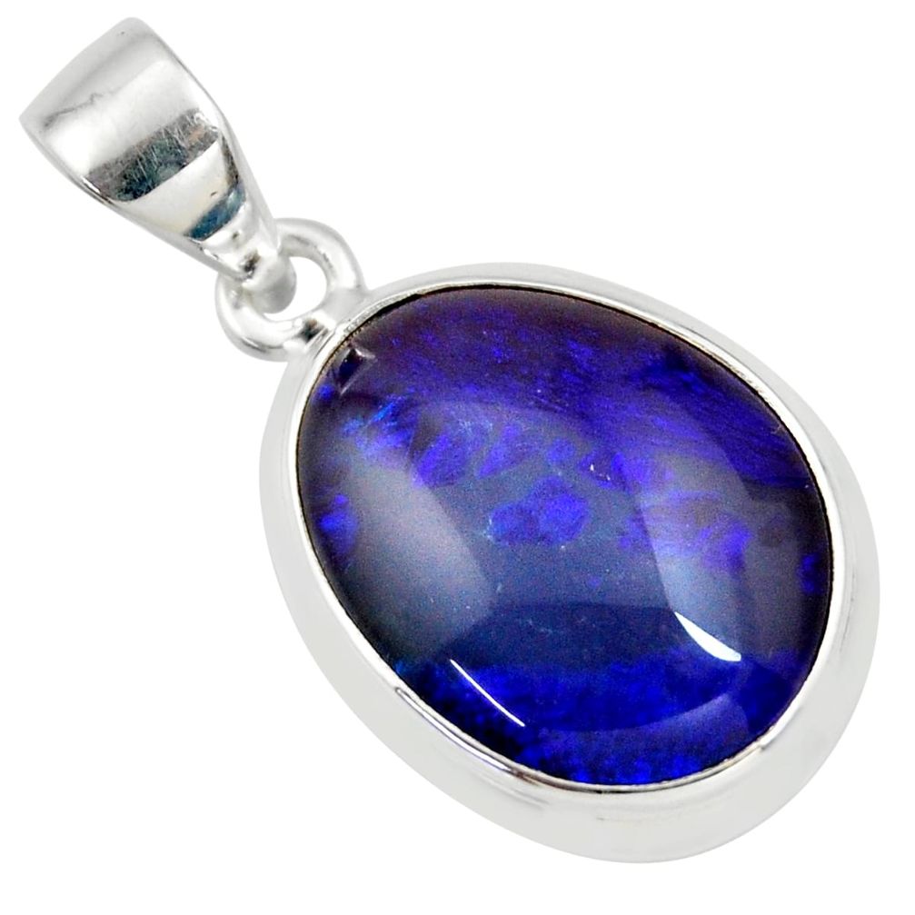 925 sterling silver 10.32cts natural blue australian opal triplet pendant r36144