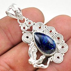 925 sterling silver 5.50cts natural blue azurite malachite angel pendant t64827