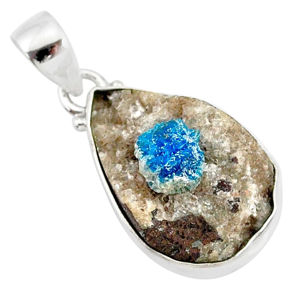 925 sterling silver 11.62cts natural blue cavansite pear handmade pendant r86109