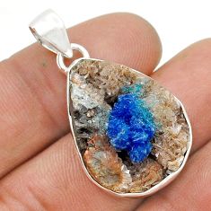925 sterling silver 15.10cts natural blue cavansite pear pendant jewelry u74098