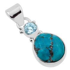 925 sterling silver 5.84cts natural blue chrysocolla fancy topaz pendant n32298