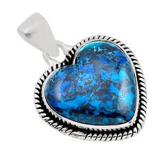 925 sterling silver 12.58cts natural blue chrysocolla heart pendant y94973
