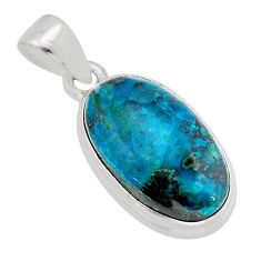 925 sterling silver 8.41cts natural blue chrysocolla oval pendant jewelry y79479