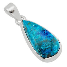 925 sterling silver 7.21cts natural blue chrysocolla pear pendant jewelry y79476