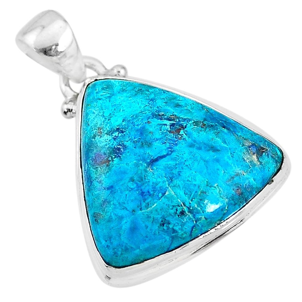 925 sterling silver 14.07cts natural blue chrysocolla pendant jewelry t4131