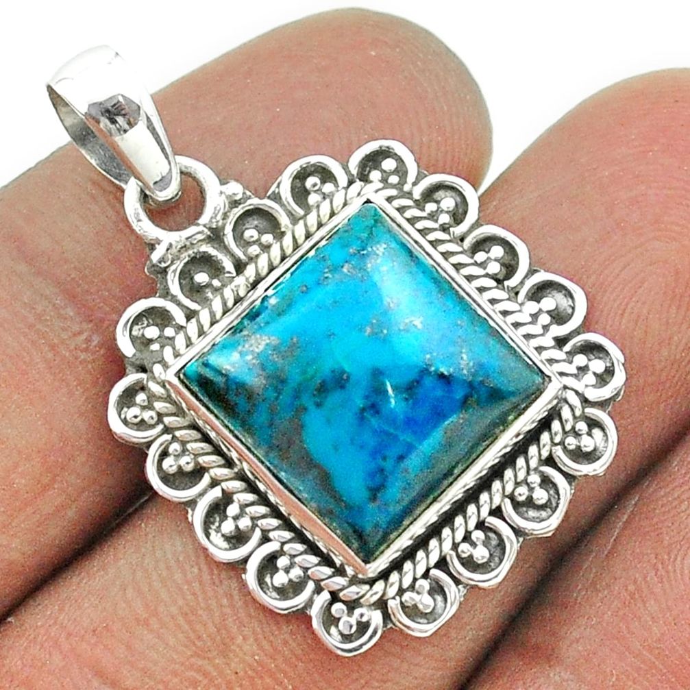 925 sterling silver 9.04cts natural blue chrysocolla pendant jewelry t55988