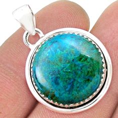 925 sterling silver 15.82cts natural blue chrysocolla pendant jewelry u45572