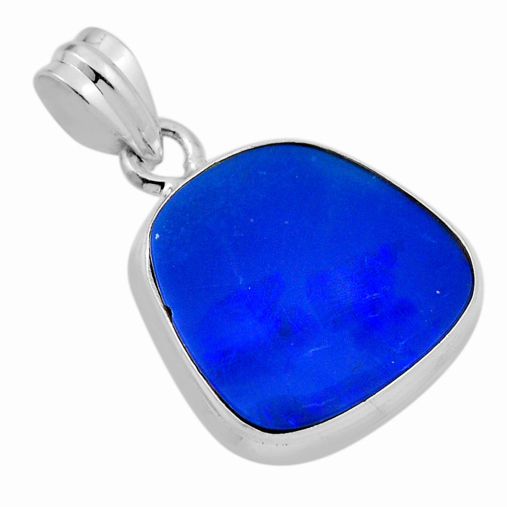 925 sterling silver 7.99cts natural blue doublet opal australian pendant n29320