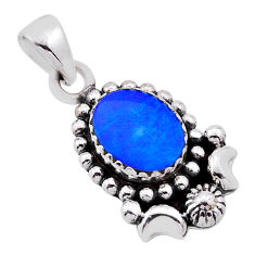 925 sterling silver 3.09cts natural blue doublet opal australian pendant n54058