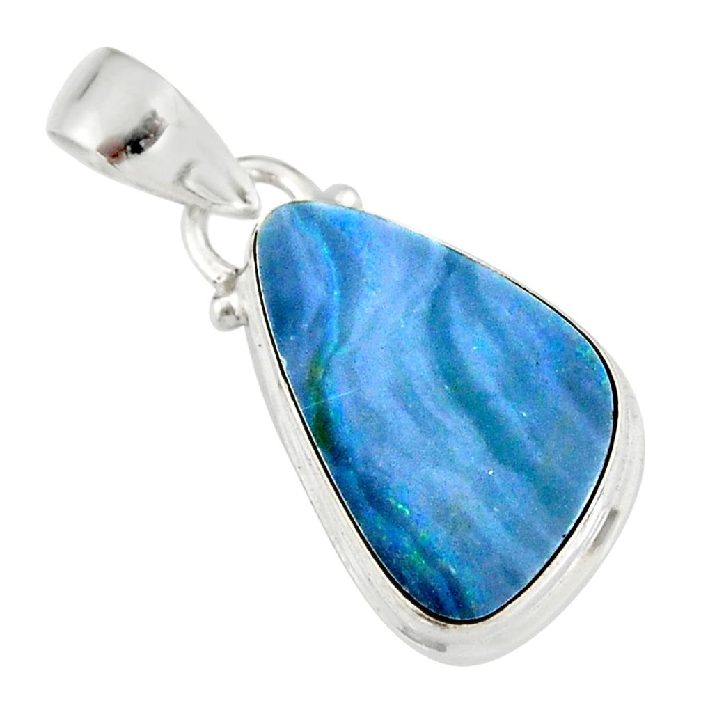 925 sterling silver 7.93cts natural blue doublet opal australian pendant r19597