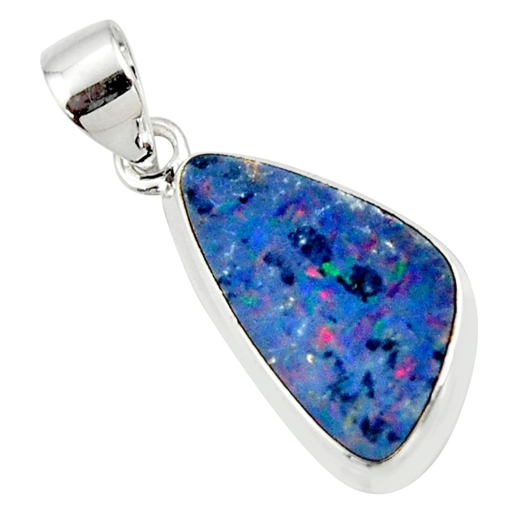 925 sterling silver 8.10cts natural blue doublet opal australian pendant r36124