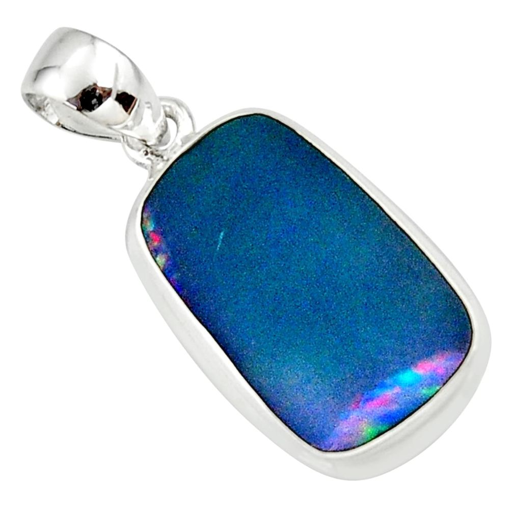 925 sterling silver 9.38cts natural blue doublet opal australian pendant r36128