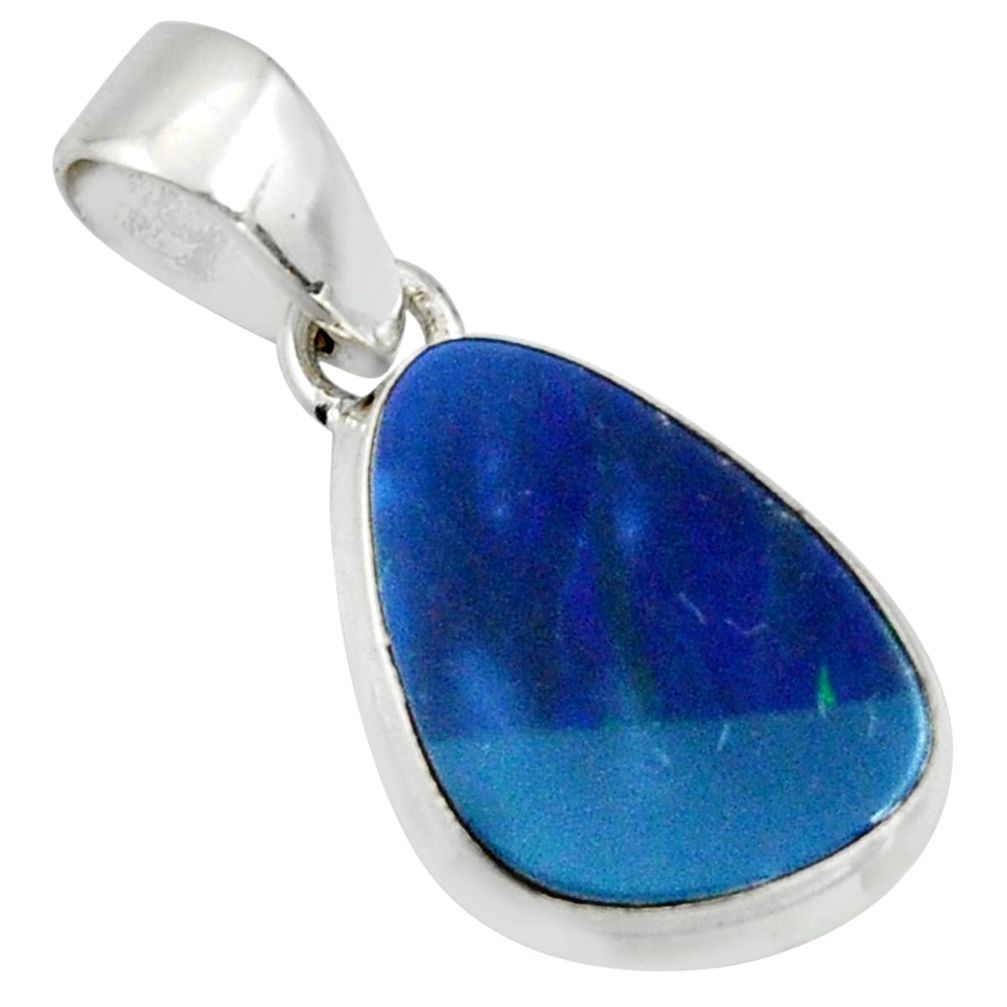 925 sterling silver 5.22cts natural blue doublet opal australian pendant r40033