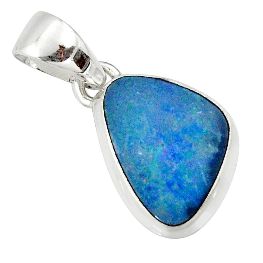 925 sterling silver 5.54cts natural blue doublet opal australian pendant r40044