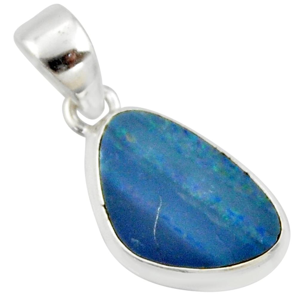 925 sterling silver 5.92cts natural blue doublet opal australian pendant r40060