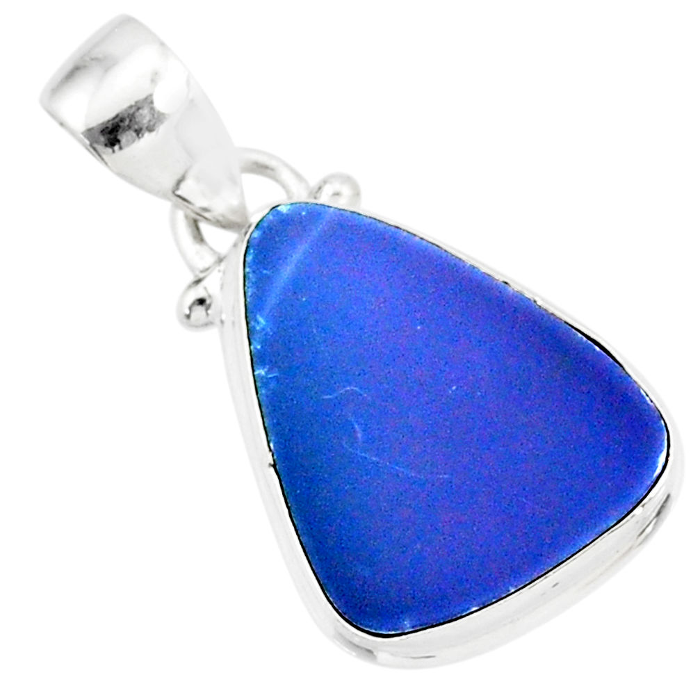 925 sterling silver 7.50cts natural blue doublet opal australian pendant r86219