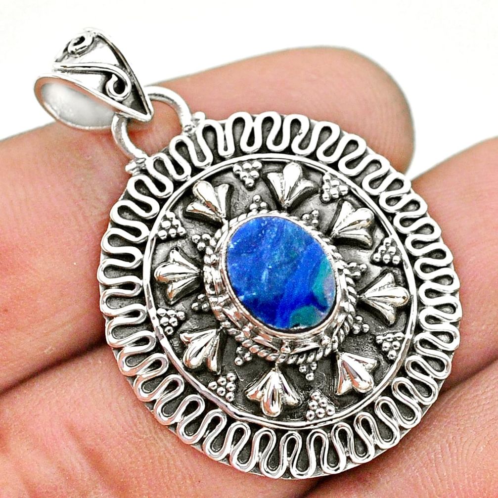 925 sterling silver 2.26cts natural blue doublet opal australian pendant t32572