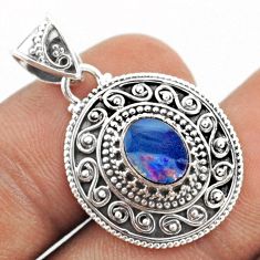 925 sterling silver 1.61cts natural blue doublet opal australian pendant t76173