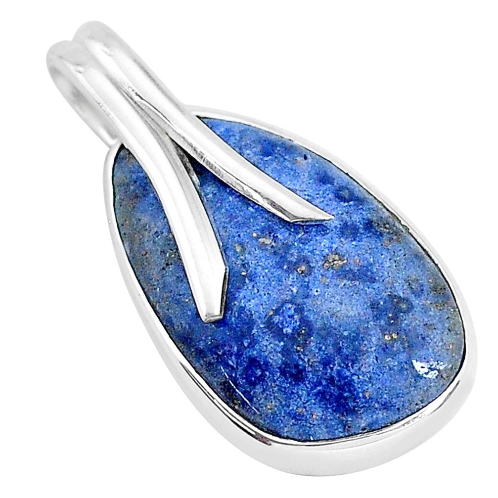 925 sterling silver 12.22cts natural blue dumortierite fancy pendant r94467