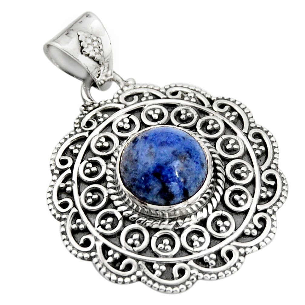 925 sterling silver 4.82cts natural blue dumortierite pendant jewelry r20256