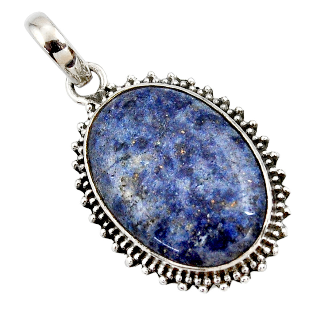 925 sterling silver 18.12cts natural blue dumortierite pendant jewelry r27984