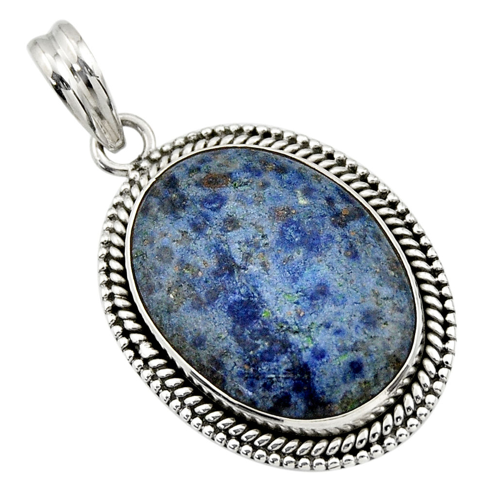 925 sterling silver 21.48cts natural blue dumortierite pendant jewelry r31888