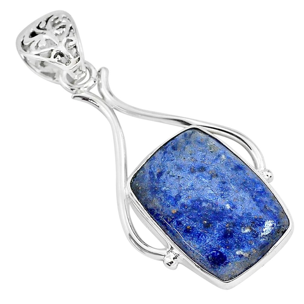 925 sterling silver 14.68cts natural blue dumortierite pendant jewelry r94464