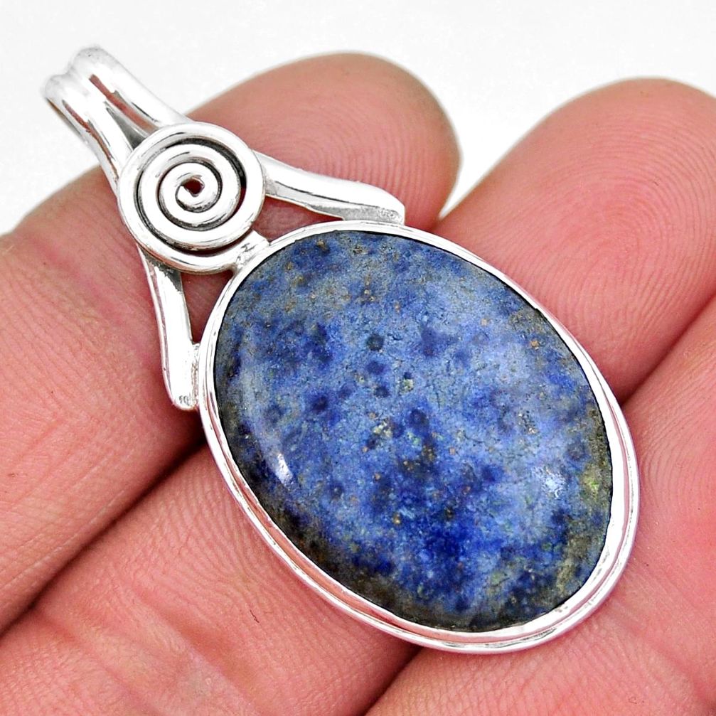 925 sterling silver 18.89cts natural blue dumortierite pendant jewelry y9300