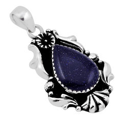 925 sterling silver 10.32cts natural blue goldstone pear pendant jewelry n34020