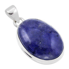 925 sterling silver 13.08cts natural blue iolite oval pendant jewelry n34526