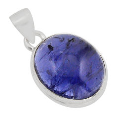 925 sterling silver 10.75cts natural blue iolite oval pendant jewelry y95550