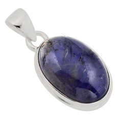 925 sterling silver 11.59cts natural blue iolite oval pendant jewelry y95552