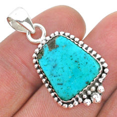 925 sterling silver 11.57cts natural blue kingman turquoise fancy pendant u80131