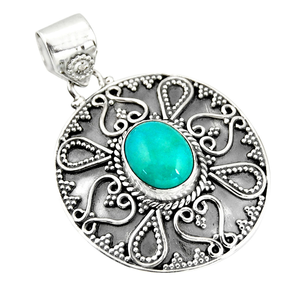 925 sterling silver 5.01cts natural blue kingman turquoise pendant r20277