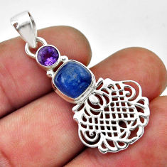925 sterling silver 4.12cts natural blue kyanite amethyst pendant jewelry n51613