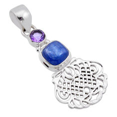 925 sterling silver 3.66cts natural blue kyanite amethyst pendant jewelry n54016