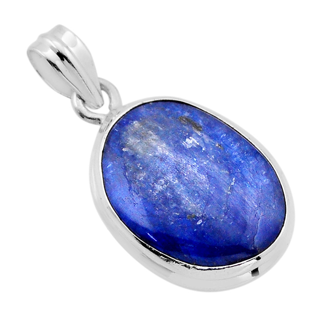 925 sterling silver 16.87cts natural blue kyanite fancy pendant jewelry n51685