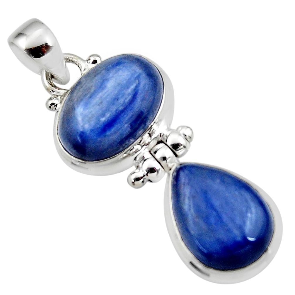 925 sterling silver 13.82cts natural blue kyanite oval pendant jewelry r46843