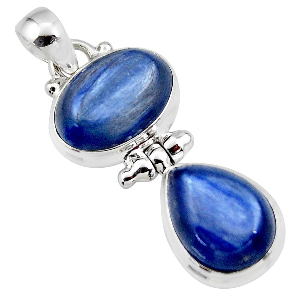 925 sterling silver 13.36cts natural blue kyanite oval pendant jewelry r46853