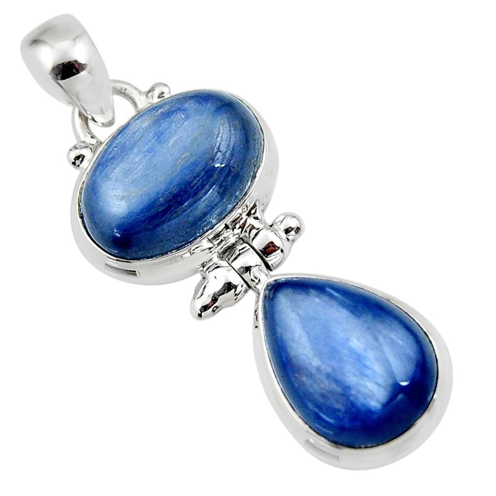 925 sterling silver 12.86cts natural blue kyanite oval pendant jewelry r46859