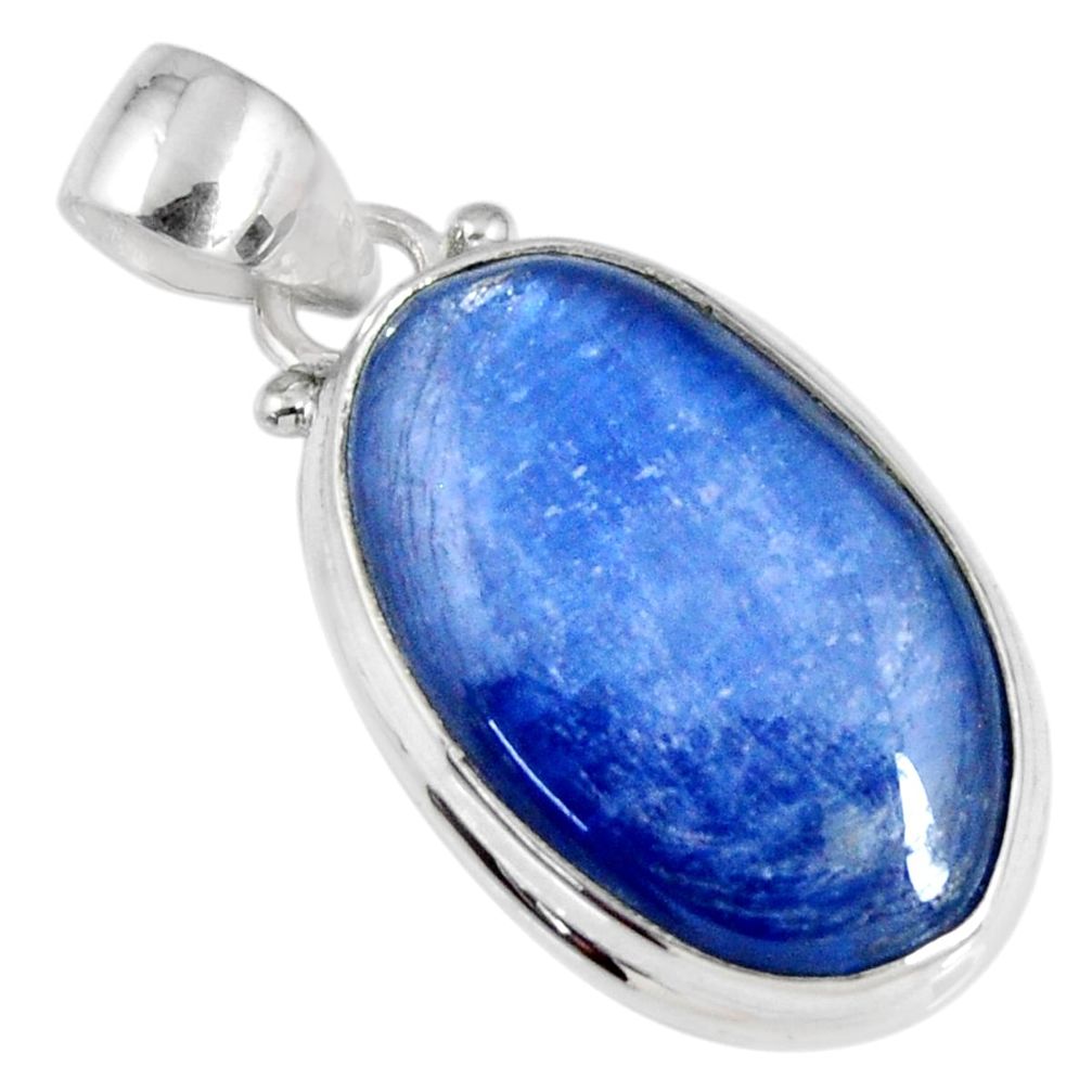 925 sterling silver 15.65cts natural blue kyanite oval pendant jewelry r56180